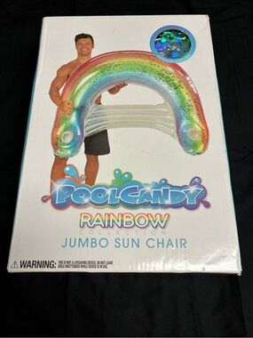 PoolCandy Rainbow Glitter Jumbo Sun Chair - Rainbow Inflatable Pool Lounger